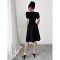 code new arrival  women's casualcasual black puff sleeve a-line skirt