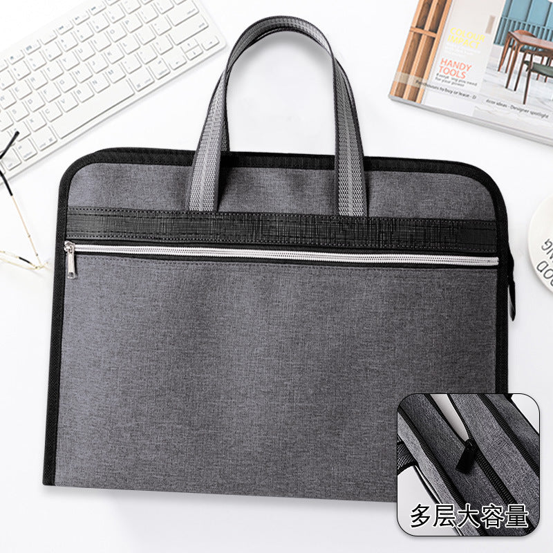 Oxford cloth a4 zipper file folder - men's office document bag, waterproof, large capacity briefcase with custom printing