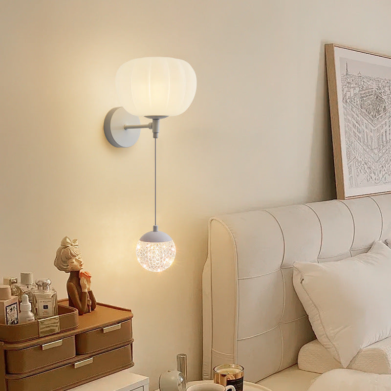 Wall lamp bedroom cream wind bedside lamp eye protection warm room new simple modern living room TV background wall lamp