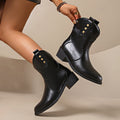 autum medium heel pointed toe thick sole short boots women's large size 40-43 foreign trade cross-border women's boots martin boots retro ankle