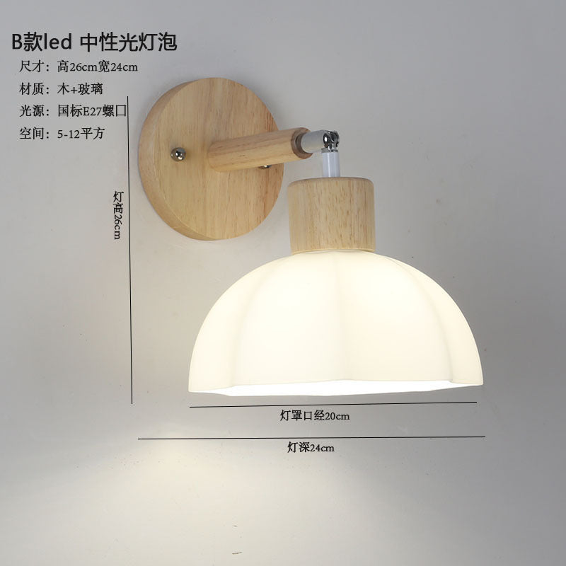 Log wind wall lamp Japanese living room wall lamp wabi wind bedroom bedside lamp B & B universal variety of lighting