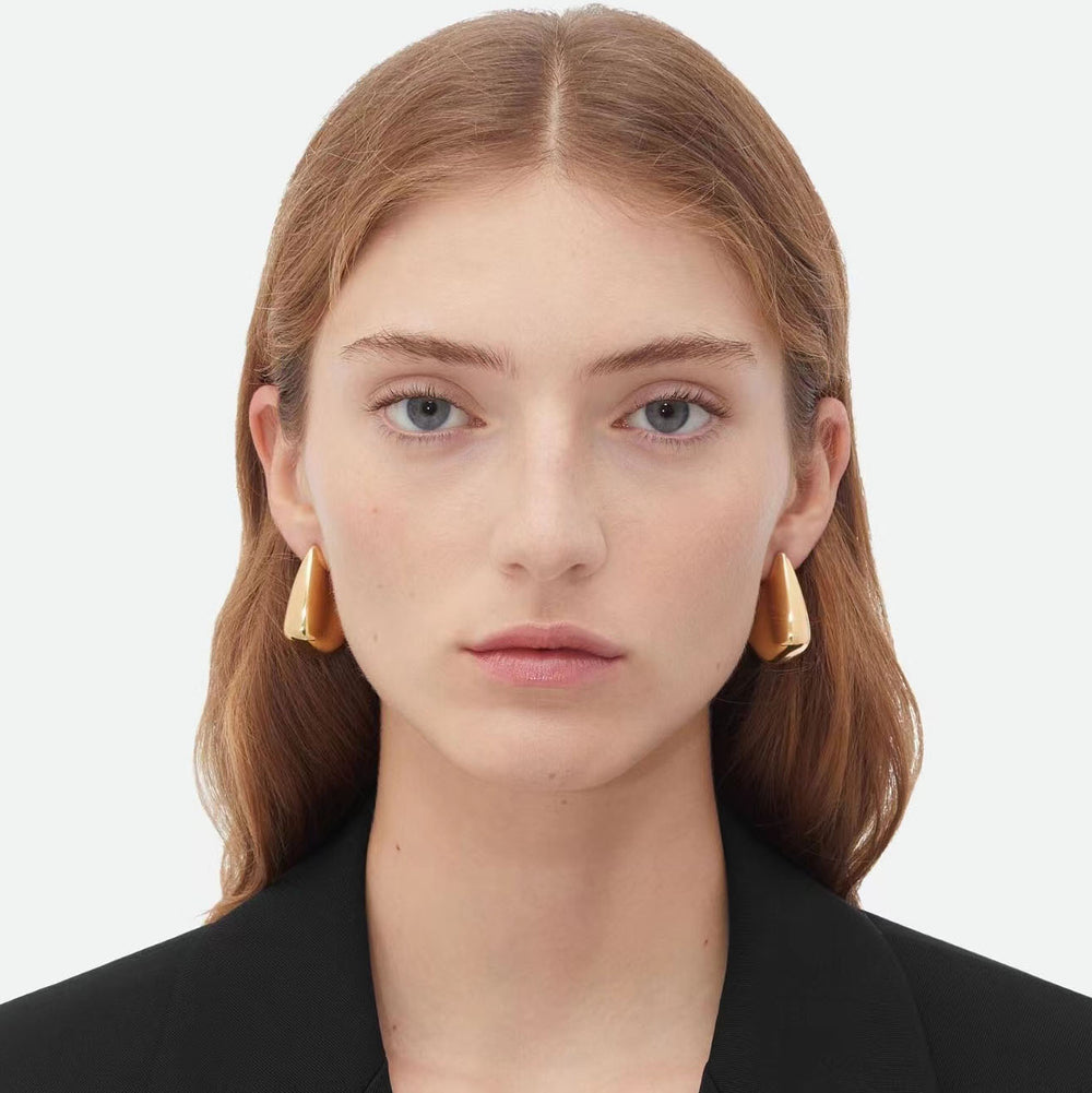 18k gold plated copper european and american fashion metal geometric polished irregular earrings - unique and trendy design