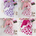 exclusive: kids' fashion solid color jacket & printed dress two-piece set - trendy pink collection