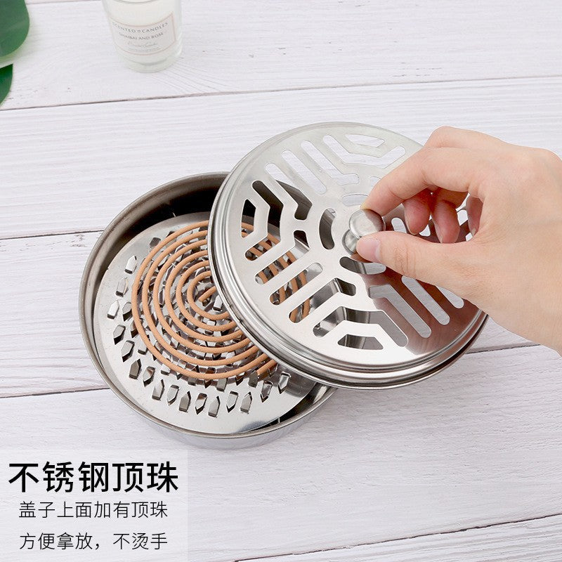 Indoor fireproof mosquito coil box with lid Household mosquito coil tray Mosquito coil rack Creative large safety fireproof mosquito coil tray
