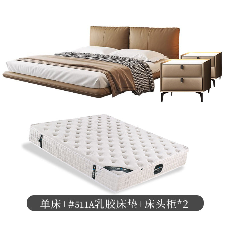 Master bedroom floating king size bed 1.8m upholstered high-end elegant wedding bed italian minimalist double genuine leather bed