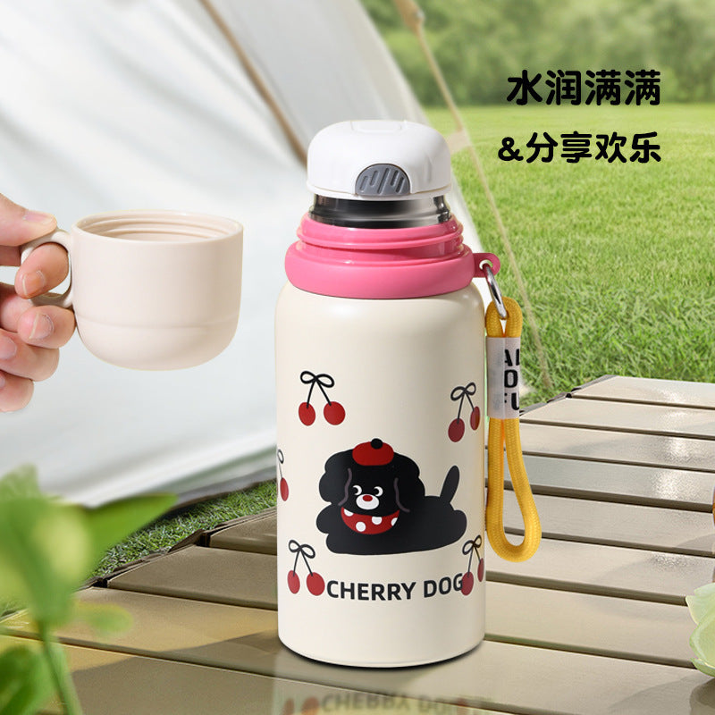 Double-walled insulated water bottle for kids, 316 stainless steel, suitable for both boys and girls. water bottle with straw, large capacity, wholesale and customization available