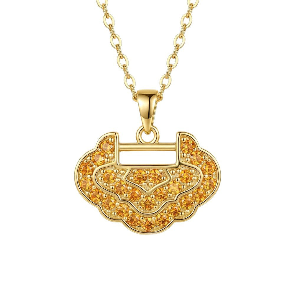 New arrivalpopular hot style copper inlaid zirconium safety lock necklace for women summereasiest for matchfashionelegant titanium steel clavicle chain jewelry