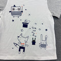 Infant & toddler striped short-sleeve t-shirt with magic fox & owl cartoon print - breathable, 100% cotton crew neck top
