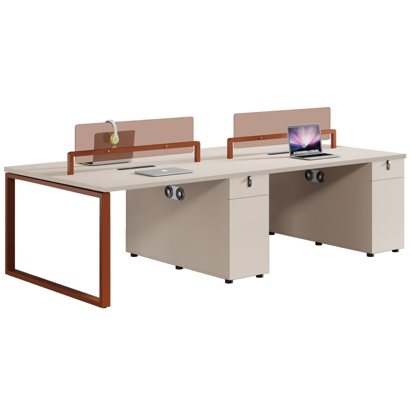 Thickened steel frame office desk and chair combination four-person double 2-person 4-person desk casual modern office electric thickened
