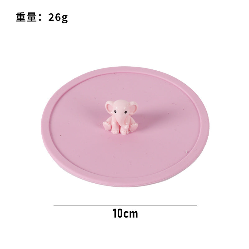 Silicone cup lid - food grade, cartoon design, creative, dustproof, leak-proof tea cup/water cup lid - multi-purpose sealed fresh-keeping lid