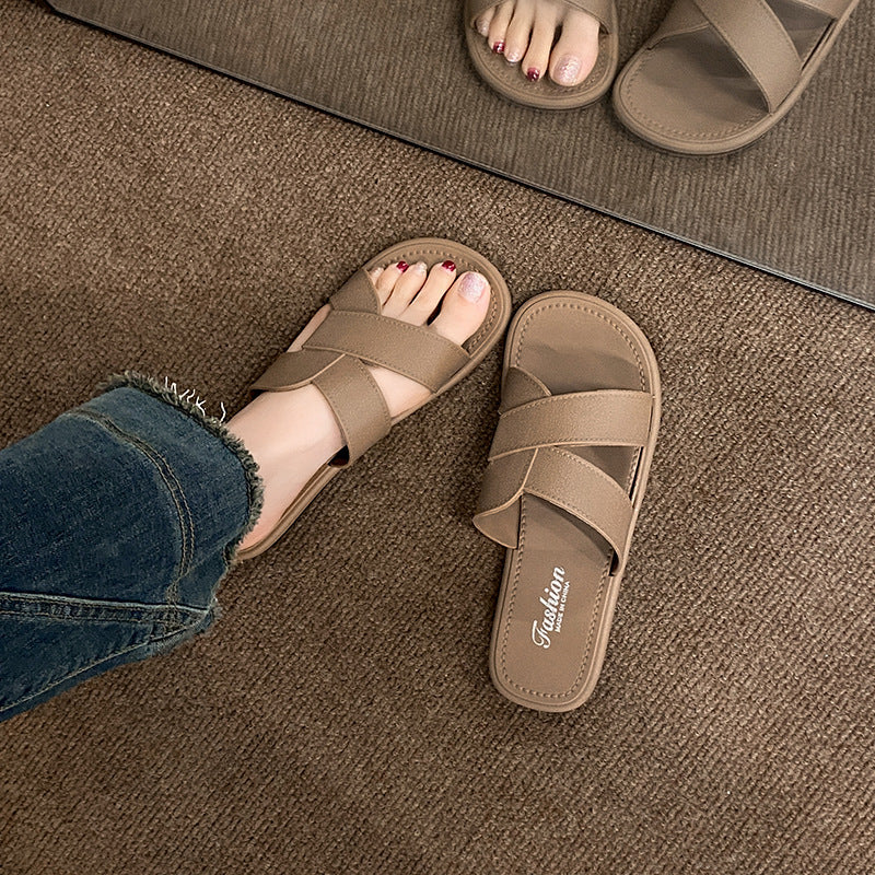 Summer new arrival: cross-strap everyday beach sandals - trendy, versatile, lightweight, and stylish beach slippers for women