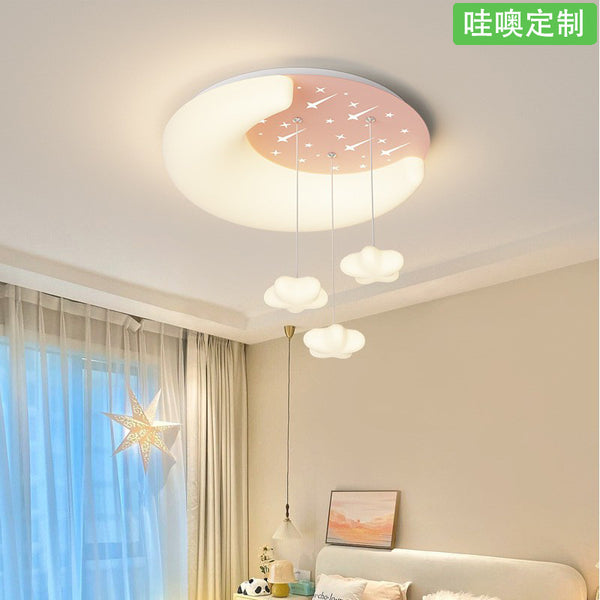 [Wow] Full Spectrum Eye Protection Cream Wind Simple Ceiling Light 2025 Children's Room Star Moon LED Hanging Cable