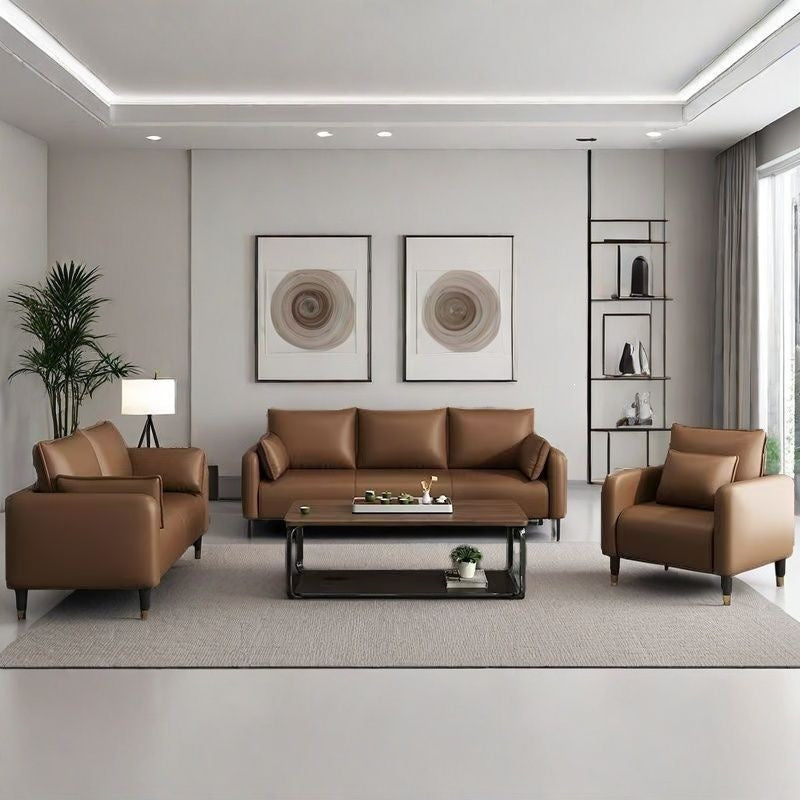 Sofa small apartment cat scratching leather rental house casual modern apartment bedroom double three-person sofa clothing store