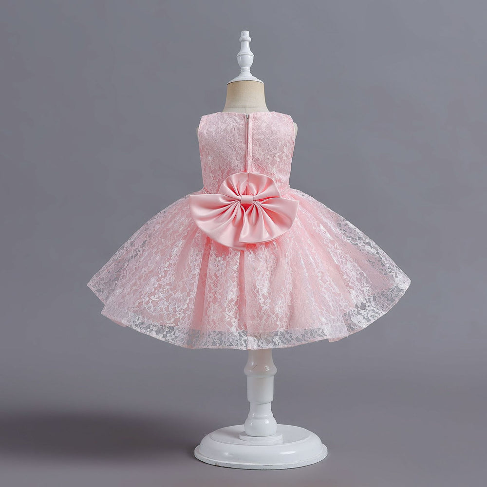 New arrival children's clothing kids dress lace bead chain princess dress baby girl first birthday dress girl dress