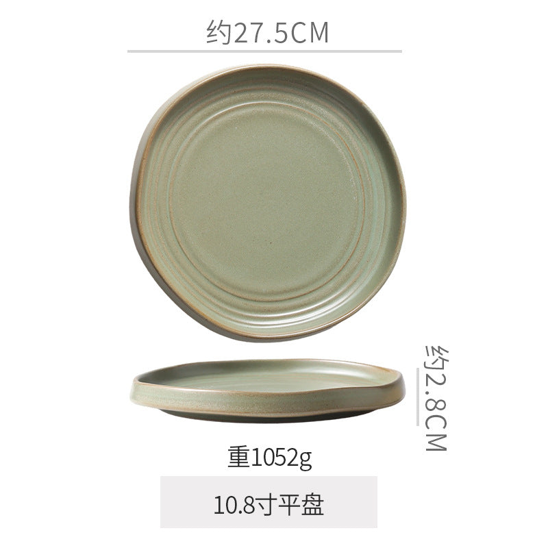 Vintage chic ceramic dinnerware - restaurant & hotel grade, unique ribbed design, steak & western cuisine plates, high-style deep dishes for home use