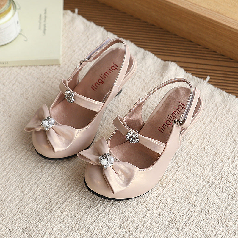 Customized summer new bear bow girls' comfortable versatile ladylike soft sole flats fashionable princess shoes