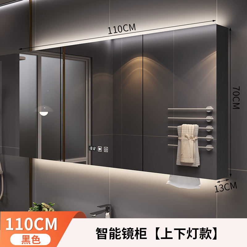 Smart bathroom mirror cabinet Wall-mounted with lamp defogging dressing Multi-layer solid wood storage cabinet Bathroom mirror cabinet