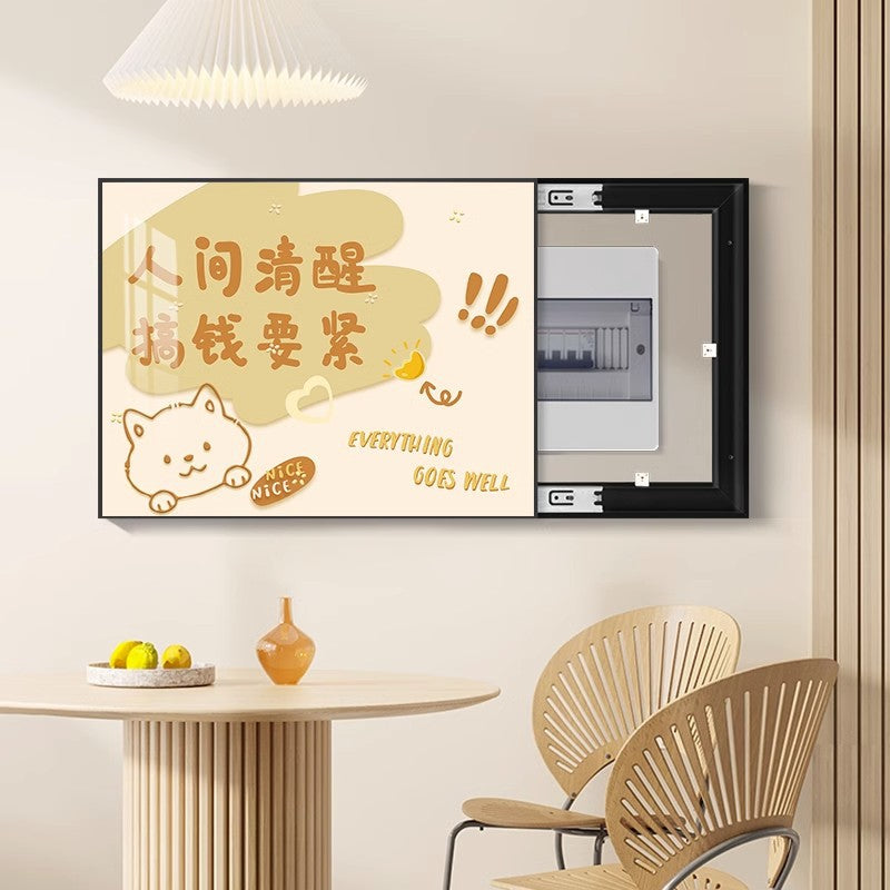 Meter box decorative painting modern simple cartoon electric switch distribution box hanging painting peace and joy meter box blocking mural