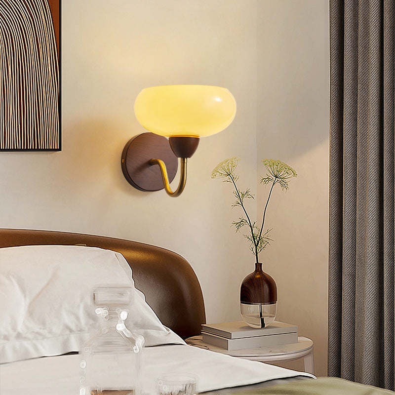 Wall lamp medieval solid wood bedside lamp American retro living room background wall lamp bedroom study aisle staircase entrance lamp