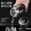 Smart temperature display stainless steel insulated tumbler - vacuum 304 business straight cup - temperature display water bottle - men's tea and water separation cup