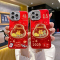 Ins new year shell suitable for iphone17pro whirlpool fine hole lucky bag mobile phone case apple 16 festive protective cover 13