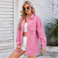 European and american cross-border women's spring new arrivals: , independent e-commerce stores,  - washed, loose-fit, long-sleeve denim shirt top