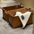 American retro high-end faux rattan storage basket - snack, toy, laundry, and general storage - woven basket, picnic basket