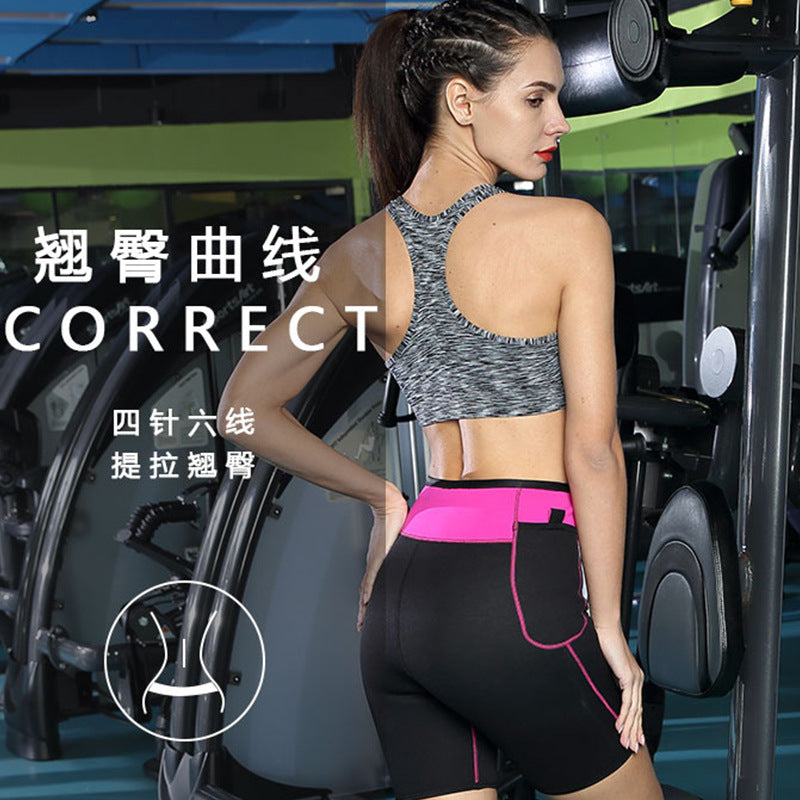 [thickened] gym sweat yoga pants neoprene butt lifting heating sauna sports three-quarter body shaping pants