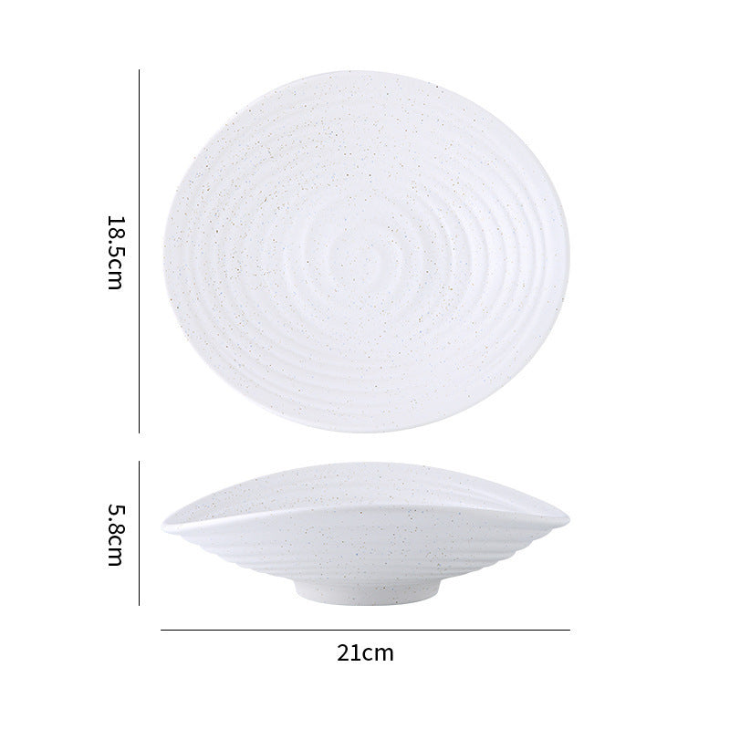 Minimalist blue & white polka dot ceramic dinnerware set - western dinner plates, restaurant & hotel quality ceramic tableware with polka dot design