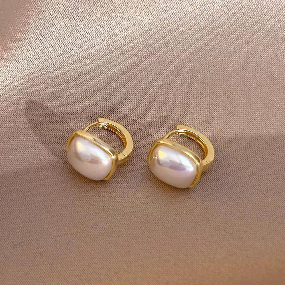 925 silver needle hong kong style retro metal earrings for women classy geometric plain hoop earrings easiest for match exaggerated work clothing earrings