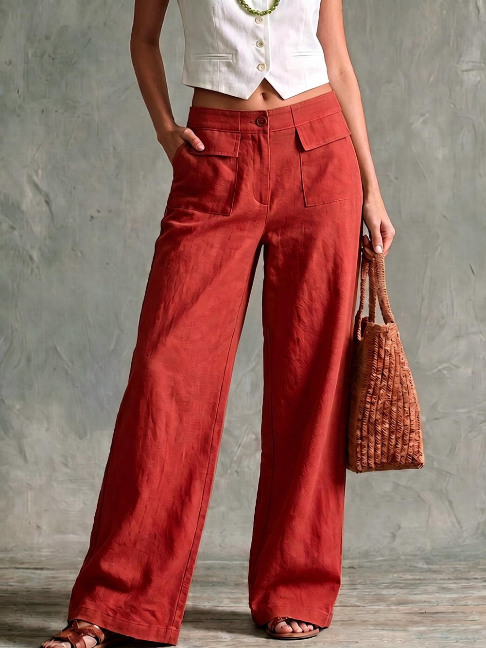 women's spring/summer new arrivals: european and american style pants -  solid color cotton linen loose fit wide leg trousers for women