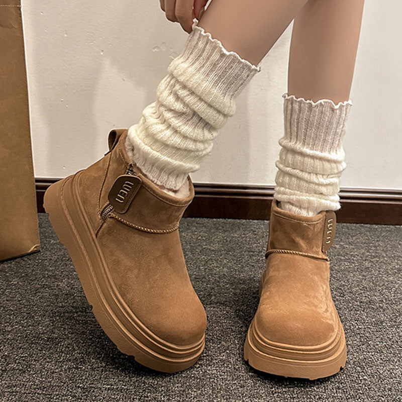 Snow boots cotton shoes 2026winternew arrivaleasiest for matchfleece-linedthickenednortheast thick sole anti-ski snow women's boots short boots
