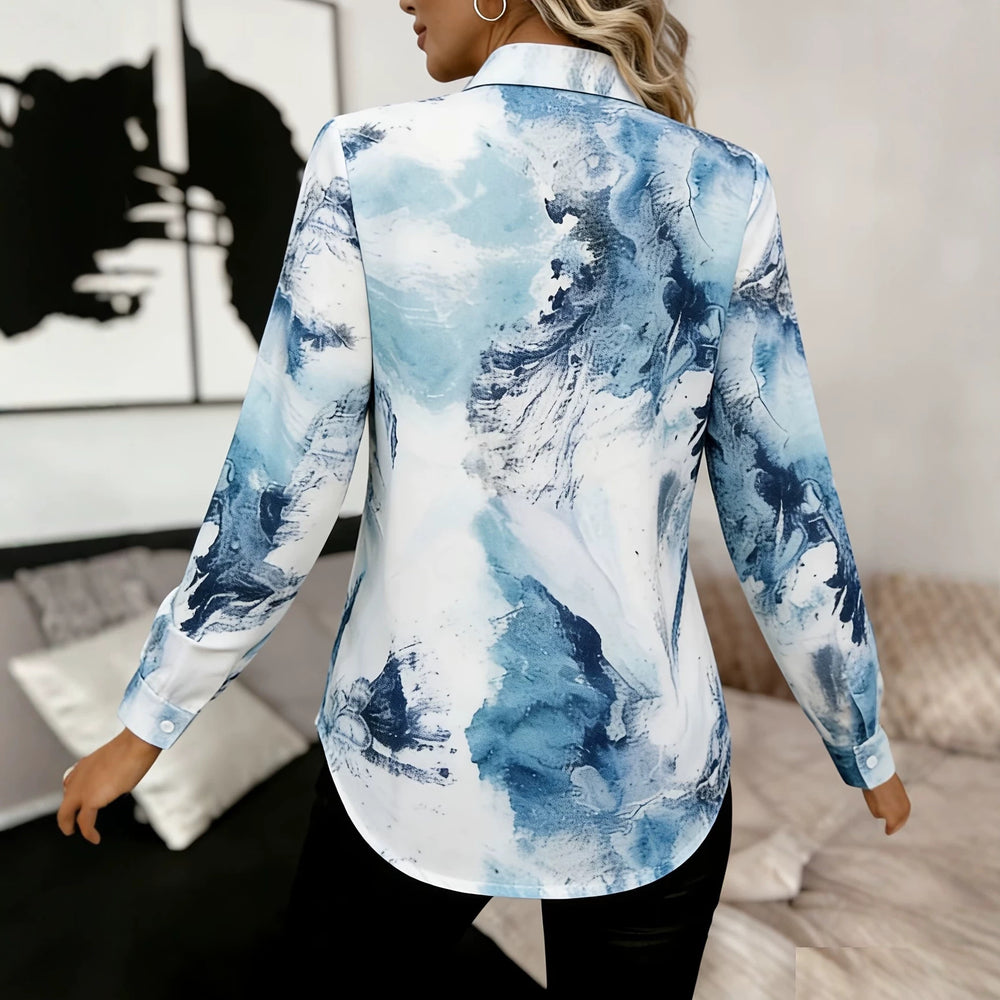 wholesale women's long-sleeved shirts, trendy all-season shirts with popular cross-border print designs, dropshipping available