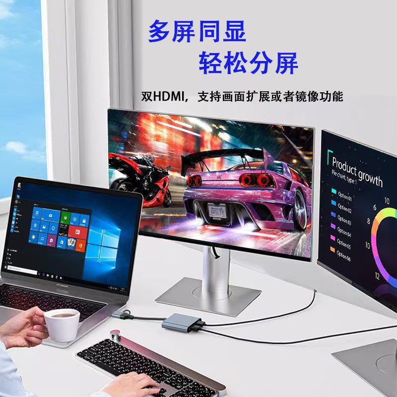 4-in-1 display expansion dock: usb to dual hdmi adapter, 4-in-1 mobile phone & tablet type-c hub