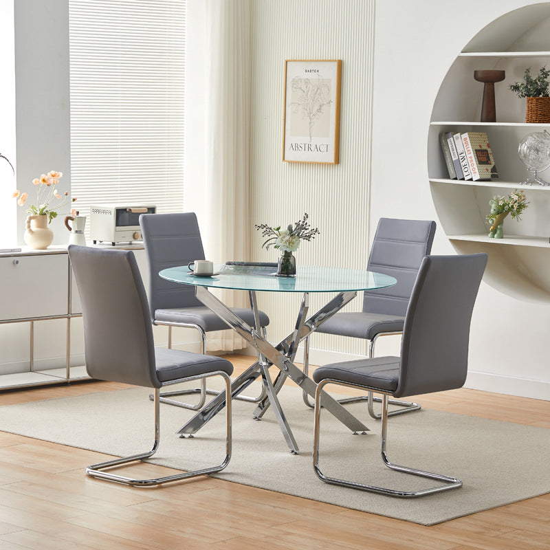 Export tempered glass dining table set - dining table and chair set for casual cafes, reception areas, and meeting zones