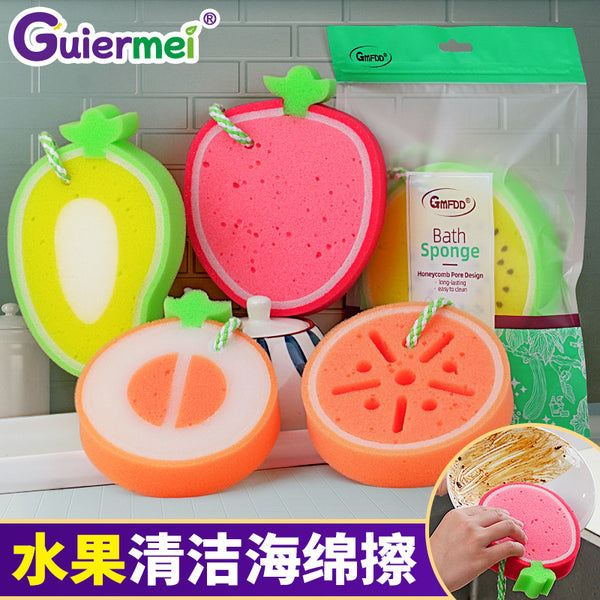 Fruit cleaning sponge wipe kitchen dish washing pot sponge scouring cloth dishcloth thickened cartoon bath sponge