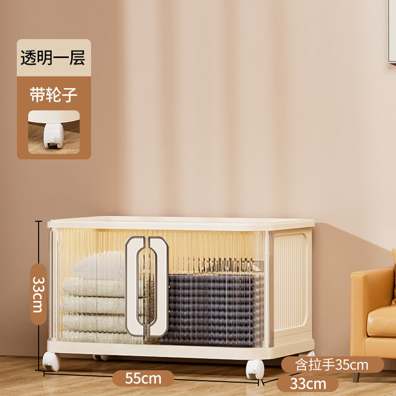Large capacity cream wind storage cabinet quilt wardrobe free installation folding storage shelf storage box locker