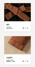 Girls' corduroy jacket and skirt set - coffee brown single-breasted long sleeve top with mesh skirt - kids' two-piece outfit