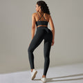 fashion seamless tight back sports intimates breathable high elastic yoga suit running fitness two-piece set