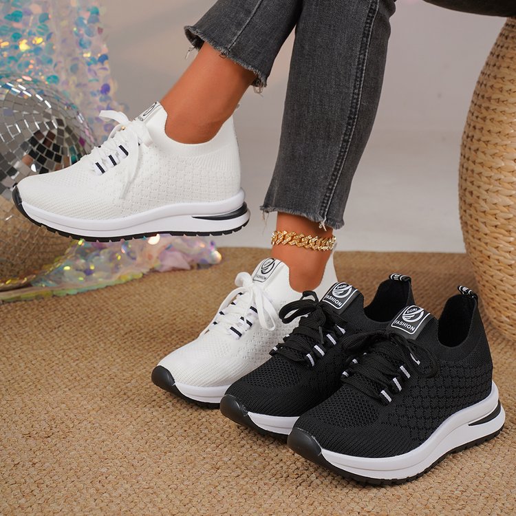 Autumnew arrivalcasualflatsflying mesh breathable flats wedge thick solecasual shoes exportplus size mesh shoes