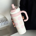 Jumbo ice cup high-looking straw cup large capacity portable car cup girlscute cartoon thermos cup