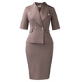 C8648 european and american export women's clothing cross-border new arrival large lapel five-sleeve high-waisted bodycon elegant african dress