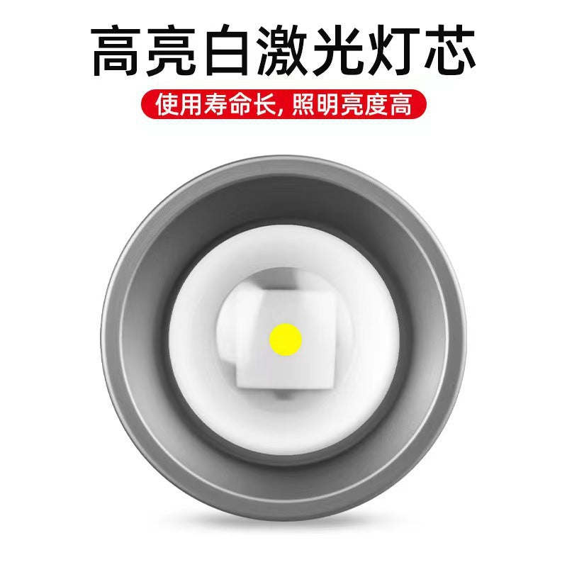 Cross-border new LED strong light zoom searchlight multi-function, outdoor lighting hook bottle opener charging flashlight