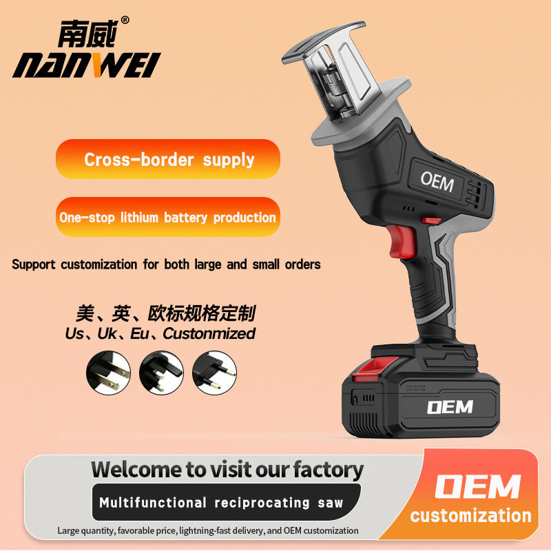 personalized nanwei lithium battery saber saw high-power garden pruning round tube cutting reciprocating saw outdoor logging saw