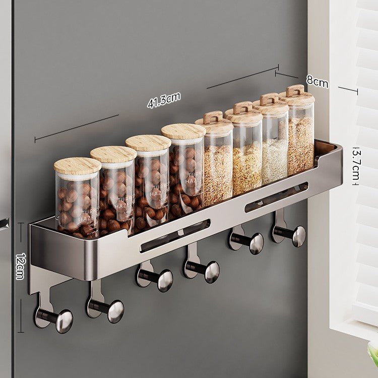 Kitchen magnetic refrigerator side shelf organizer - storage solution for condiments, cling film, and food storage bags