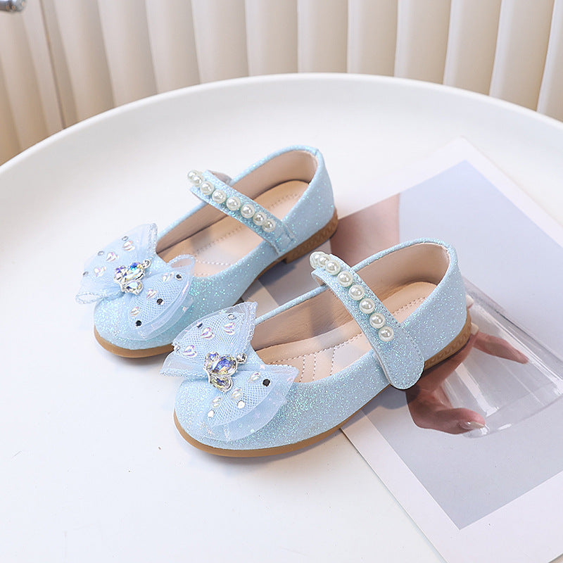 Kids' leather shoes:  spring/autumn new korean style girls' soft-soled shoes with bow detail - baby anti-slip fashion flats