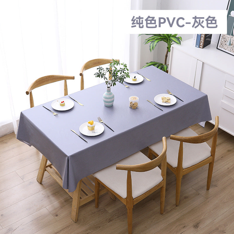 Solid color dining table tablecloth waterproof and oil-proof modern simple PVC tablecloth, leave-in coffee table table countertop cover wholesale