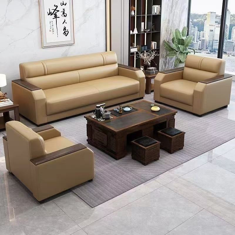 Office sofa living room reception modern casual reception sofa three-seater coffee table combination suit office sofa