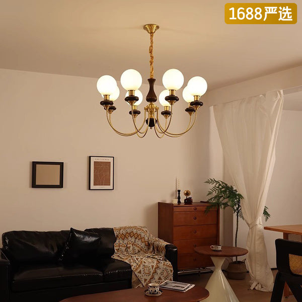 [Strict selection] French medieval chandelier restaurant lamp magic bean American retro style walnut color ceiling lamp