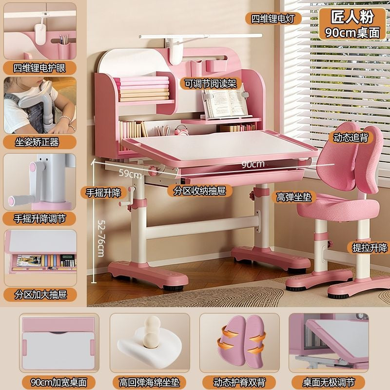 Children's study desk - adjustable height writing desk set for kids, students, and home use - perfect for homework and schoolwork